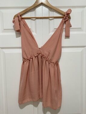 ASOS Blush Pink Tie-Shoulder Babydoll Top